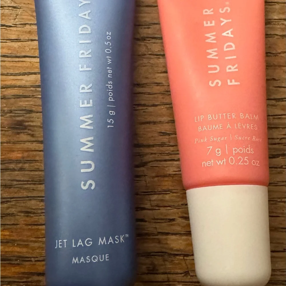 NWT Set of Summer Fridays Jet Lag Mask and Lip Butter Balm - Blue and Pink